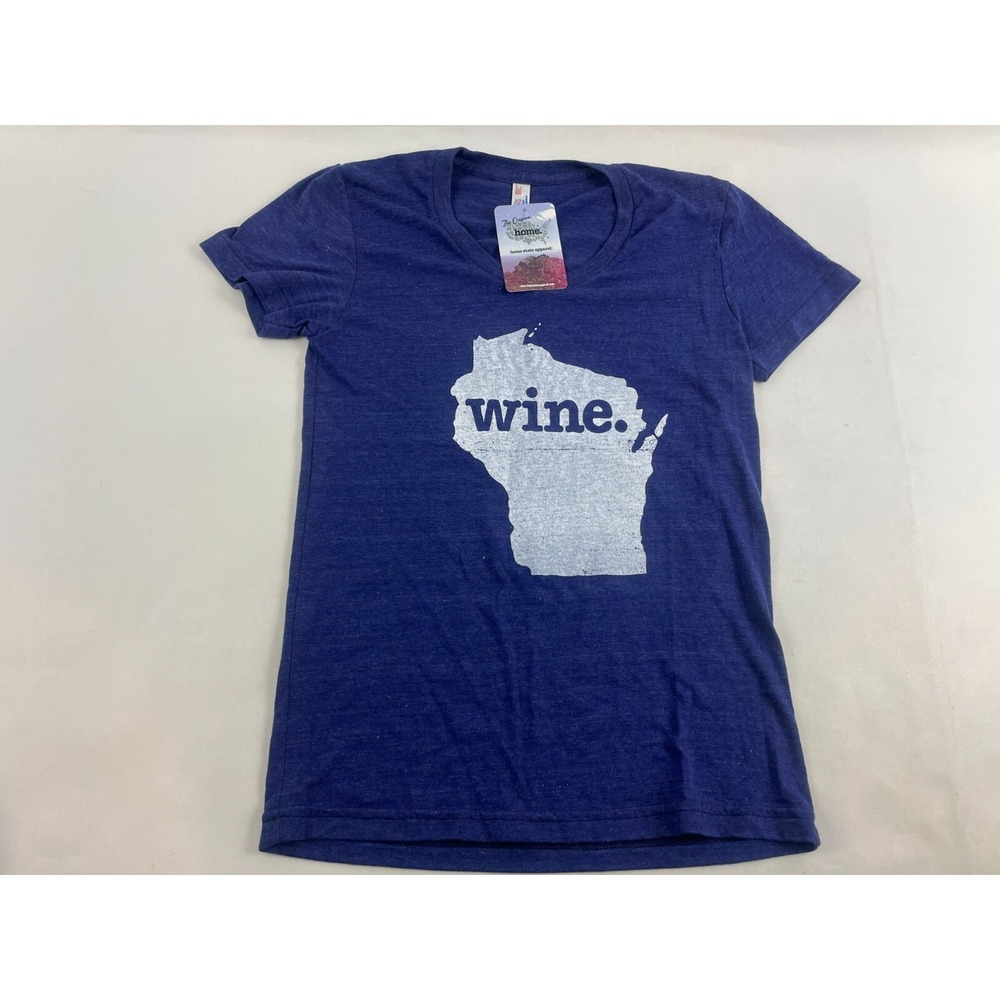 Home State Apparel T-shirt Women's Size M Blue Short Sleeve Wine Wisconsin NWT